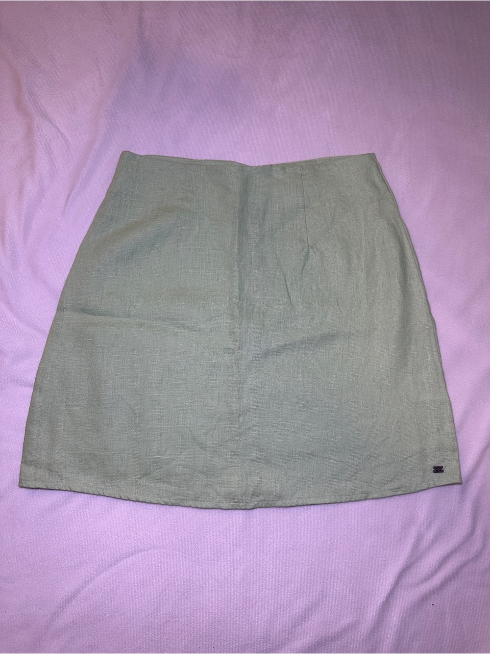 GHANDA 100% Linen Bright Pastel Green Mini Skirt XS